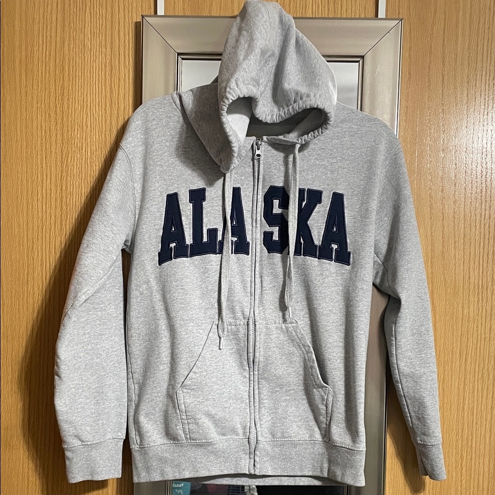 New York Popular size Small Gray Zip Up Alaska Hoodie Sweatshirt